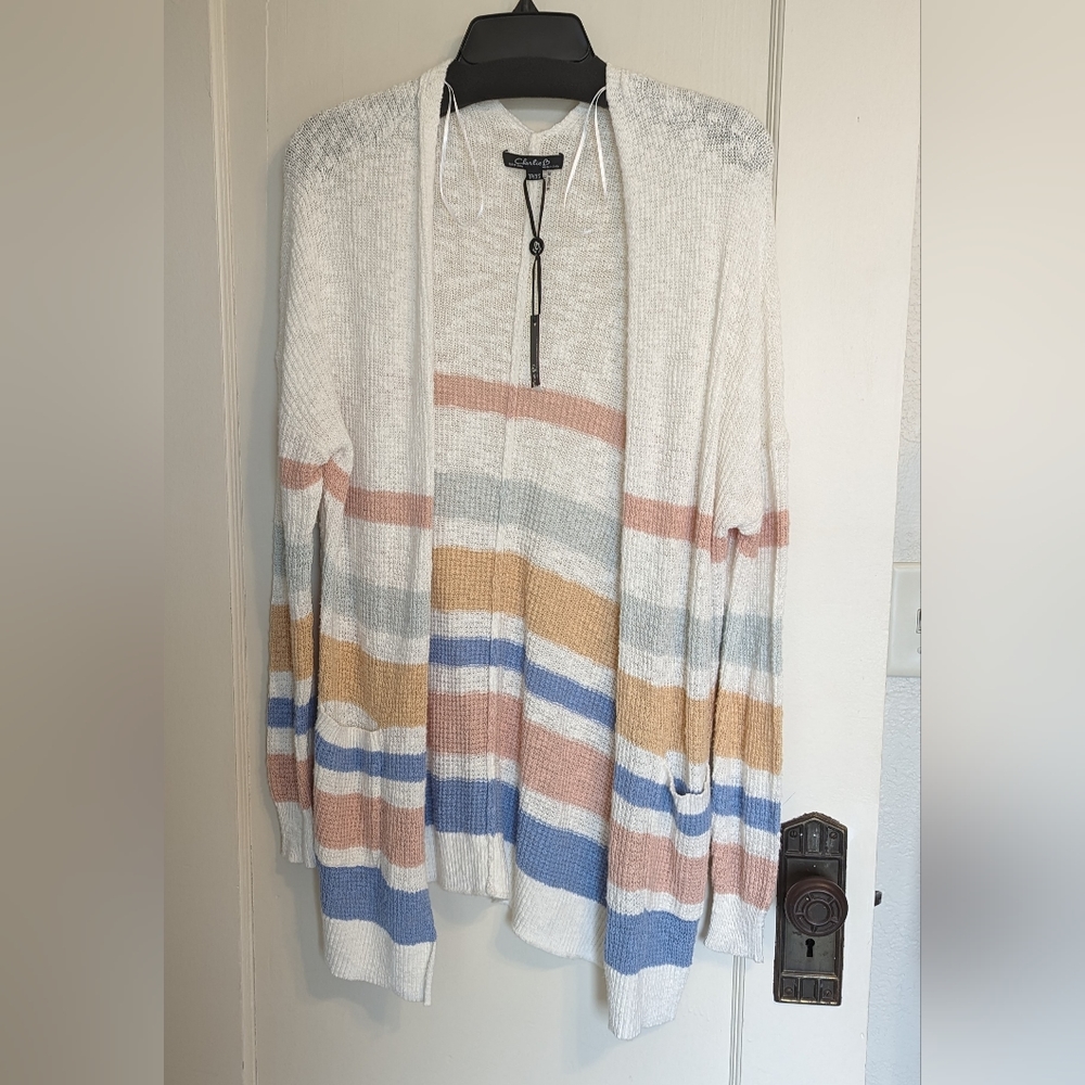 CHARLIE B Multicolor Striped Cardigan